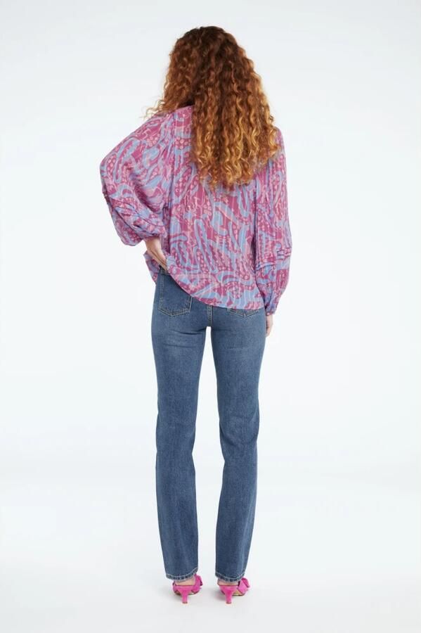 Fabienne Chapot blouse Hollie met all over print paars roze blauw - Foto 5