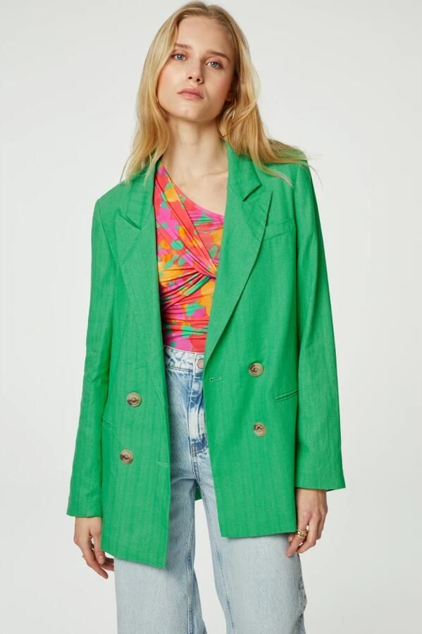 Fabienne Chapot Elegante Linnen Blazer Green Dames - Foto 4