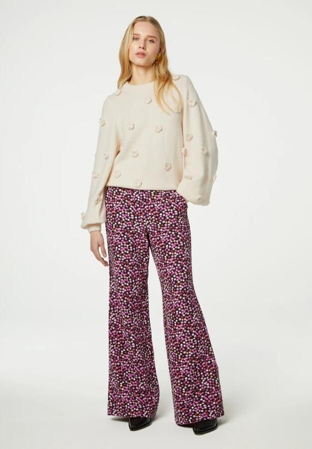 Fabienne Chapot gebloemde straight fit pantalon roze zwart - Foto 3