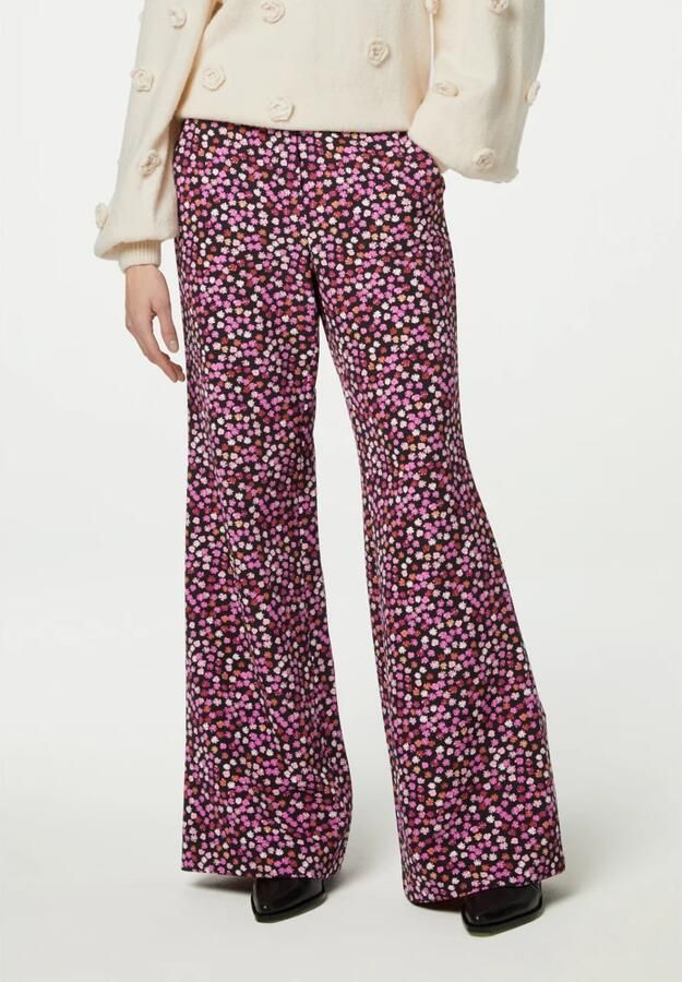 Fabienne Chapot gebloemde straight fit pantalon roze zwart - Foto 5