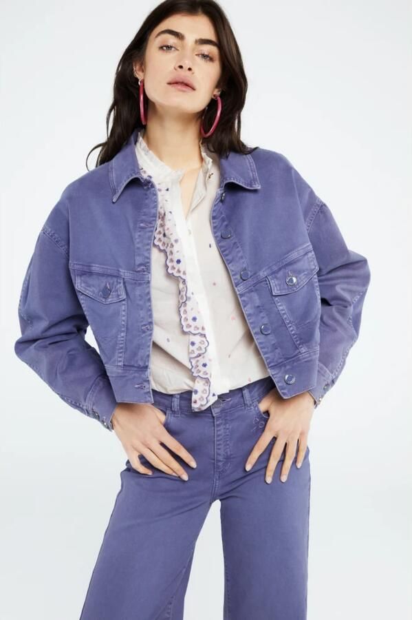 Fabienne Chapot Roze Korte Denim Jas Purple Dames - Foto 4