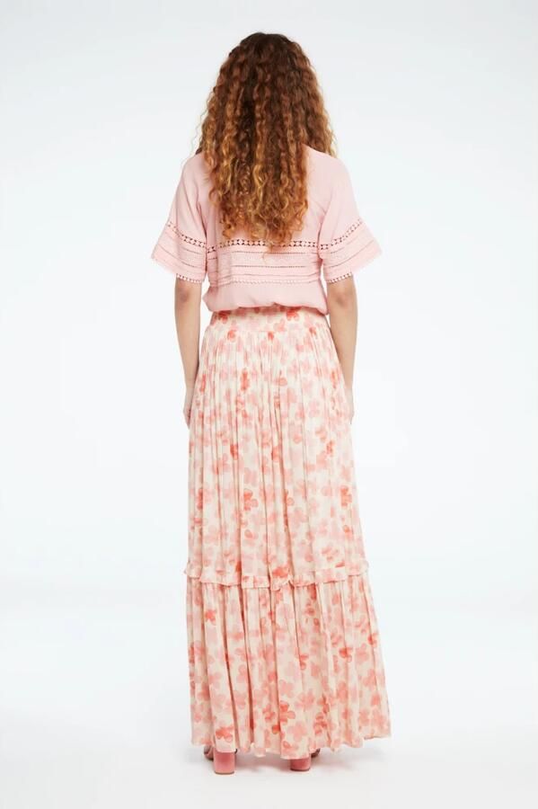Fabienne Chapot Roze V-hals top met pompom en openwork details Pink Dames - Foto 5