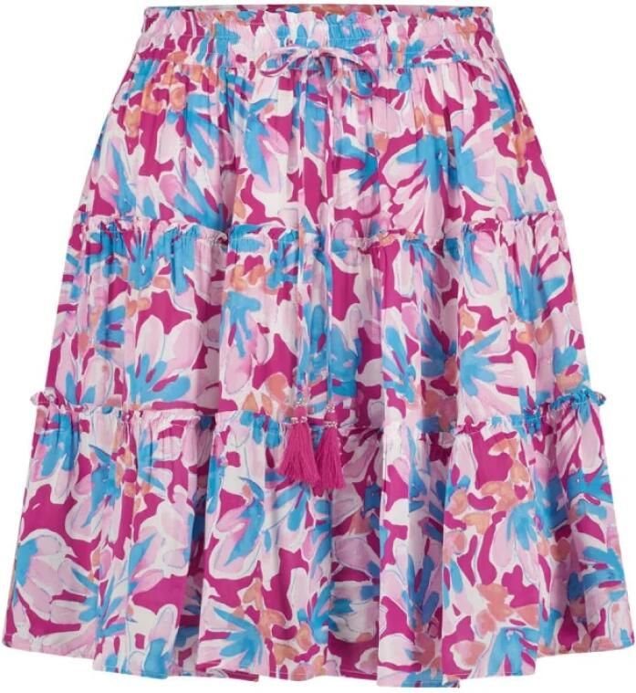 Fabienne Chapot Ruffle Strip Rok Pink Figs Print Multicolor Dames