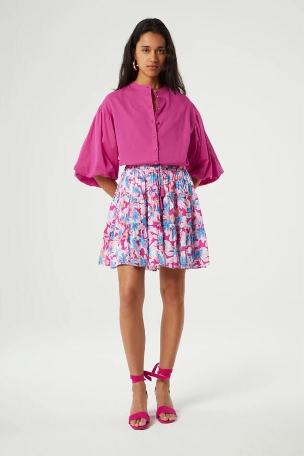 Fabienne Chapot Ruffle Strip Rok Pink Figs Print Multicolor Dames - Foto 2