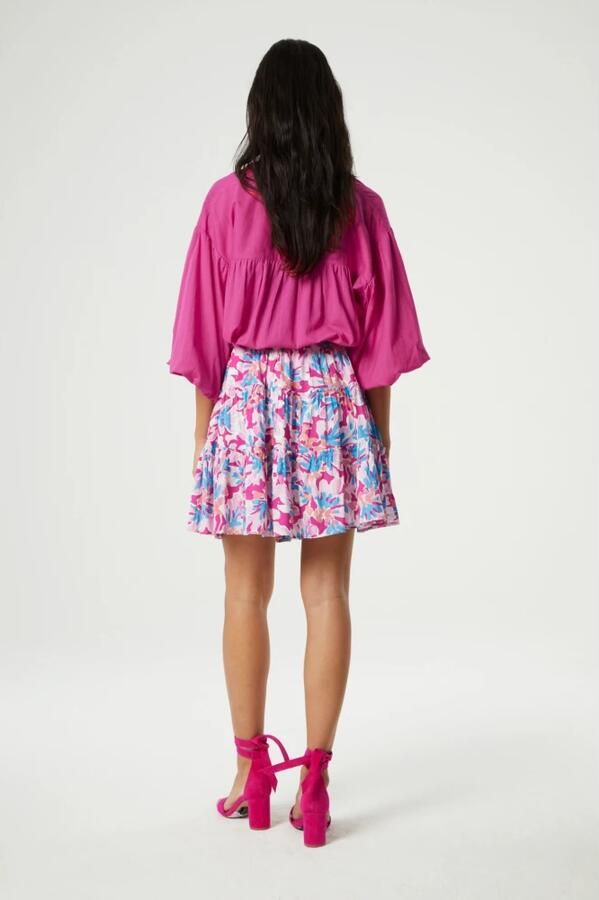 Fabienne Chapot Ruffle Strip Rok Pink Figs Print Multicolor Dames - Foto 4