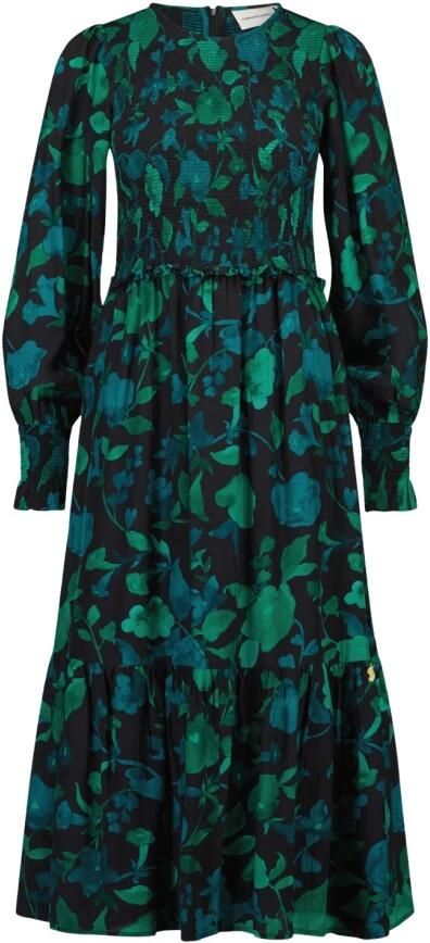 Fabienne Chapot Caro Jurk Groene Midi Jurk met Knoopsluiting en Lange Mouwen Green Dames