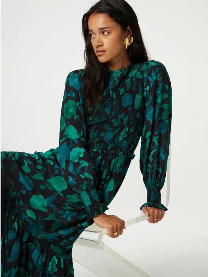 Fabienne Chapot Caro Jurk Groene Midi Jurk met Knoopsluiting en Lange Mouwen Green Dames - Foto 2