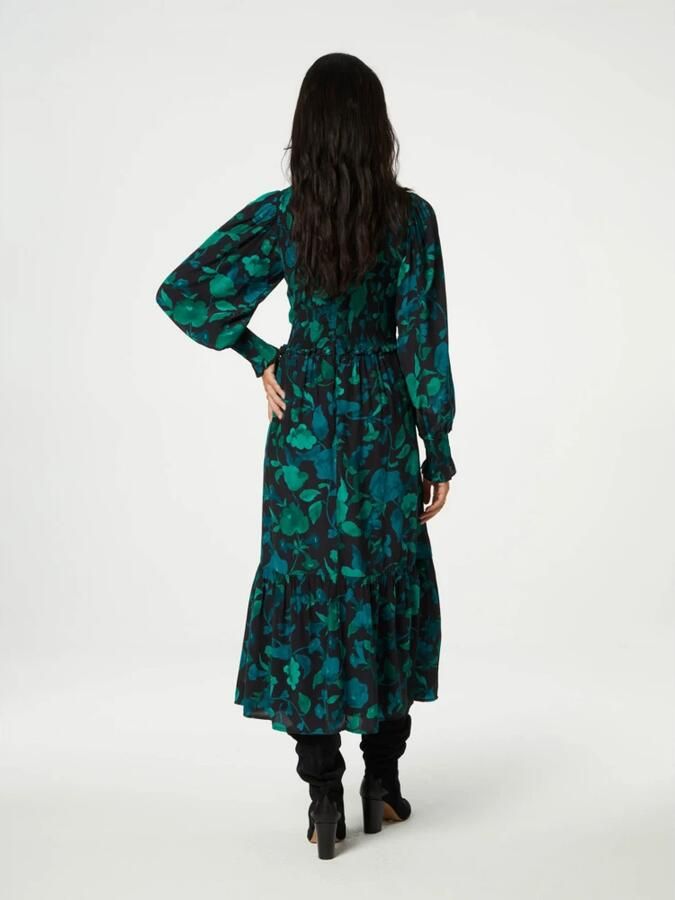 Fabienne Chapot Caro Jurk Groene Midi Jurk met Knoopsluiting en Lange Mouwen Green Dames - Foto 4