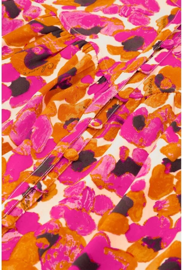 Fabienne Chapot gebloemde blouse roze oranje donkerblauw