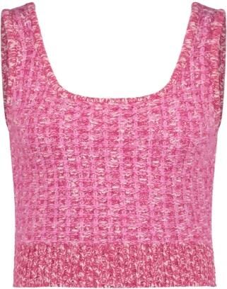 Fabienne Chapot gebreide tweed crop top Josh roze ecru donkerroze