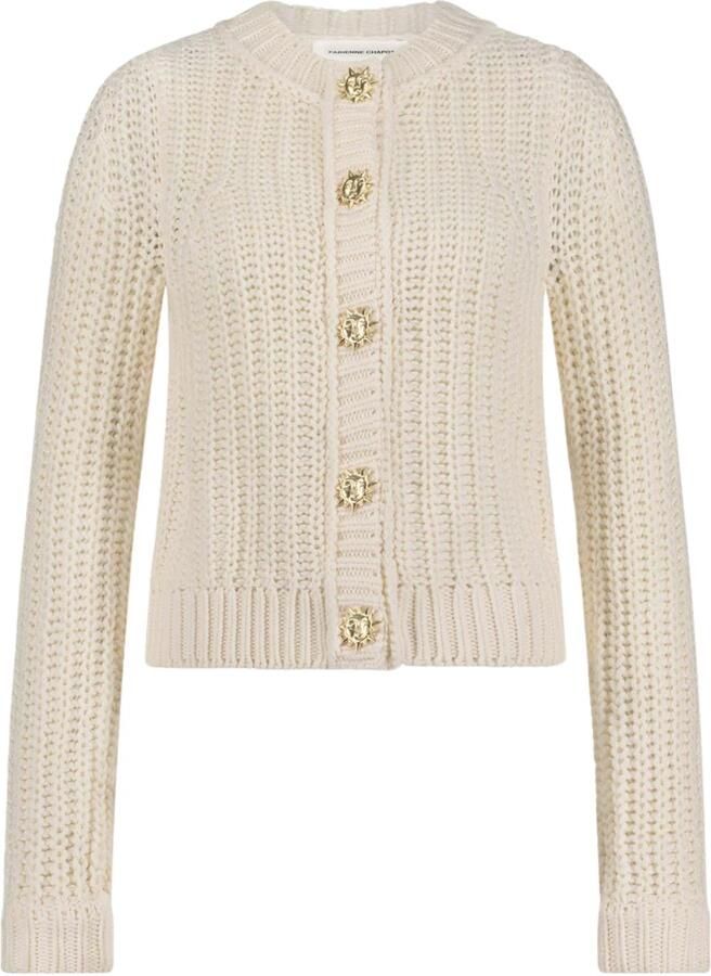 Fabienne Chapot vest antiek cremewit grof gebreid