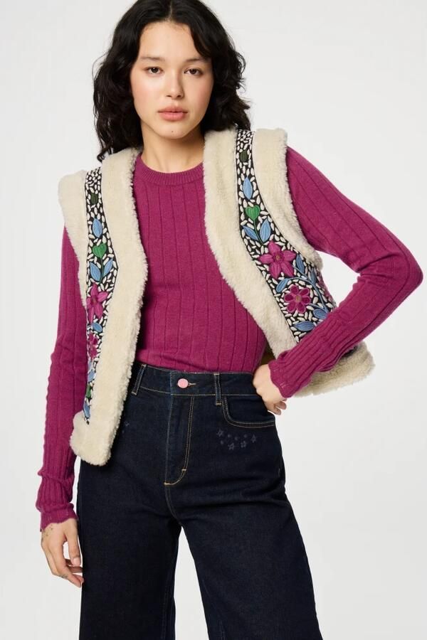 Fabienne Chapot gebloemd gilet Timmy beige multi - Foto 3