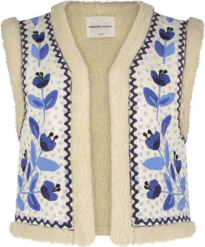 Fabienne Chapot gebloemd gilet Tommy ecru blauw