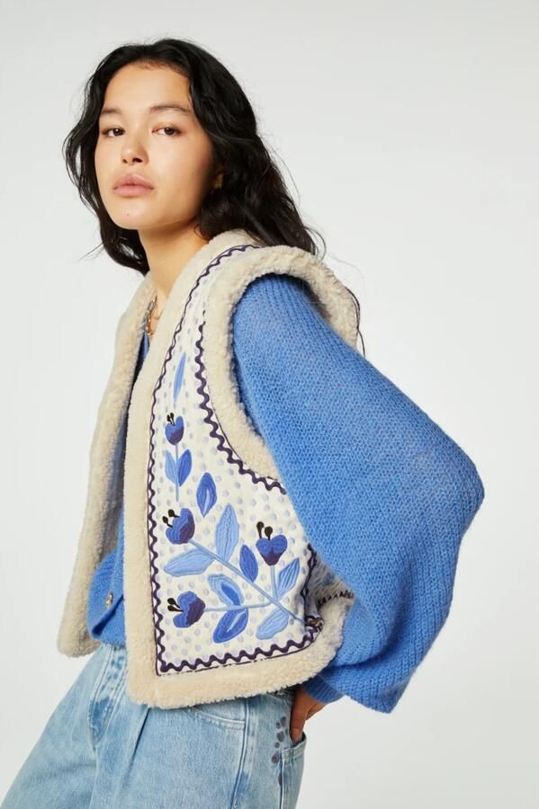 Fabienne Chapot gebloemd gilet Tommy ecru blauw - Foto 3