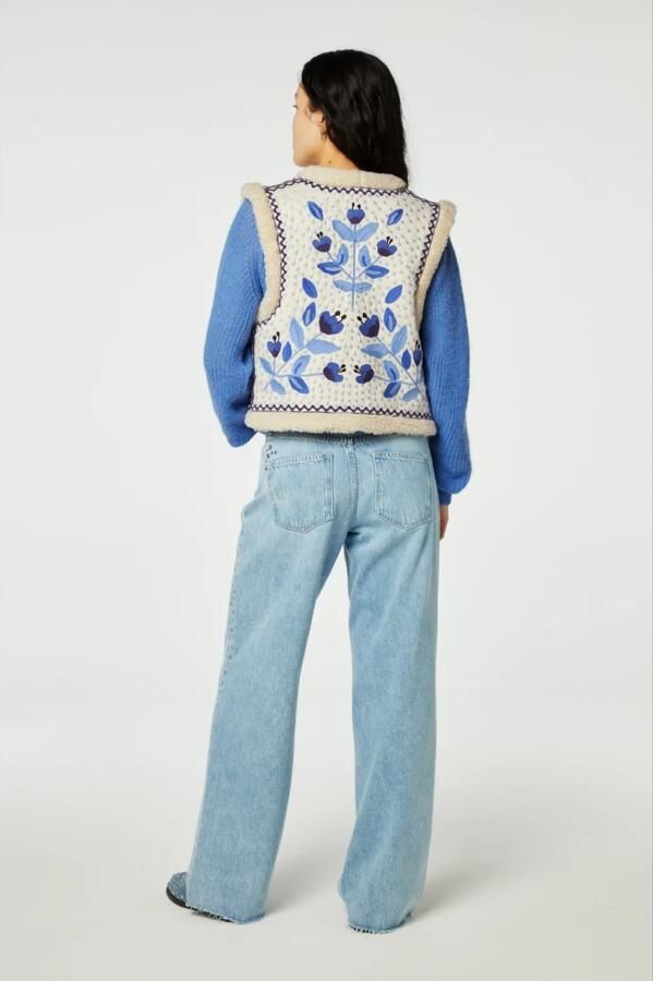Fabienne Chapot gebloemd gilet Tommy ecru blauw - Foto 5