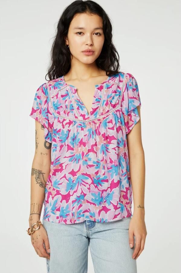 Fabienne Chapot Top met vlindermouwen 'Kristy' in groen Multicolor Dames - Foto 2