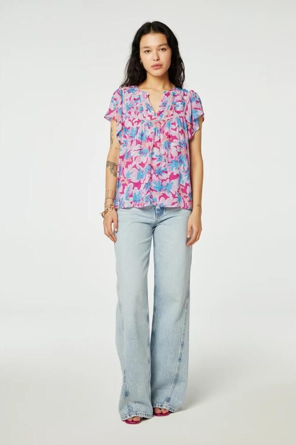 Fabienne Chapot Top met vlindermouwen 'Kristy' in groen Multicolor Dames - Foto 3