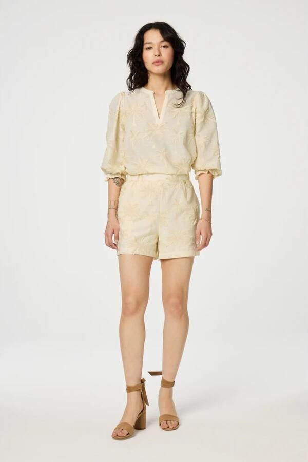 Fabienne Chapot loose fit short met all over print en borduursels ecru - Foto 3