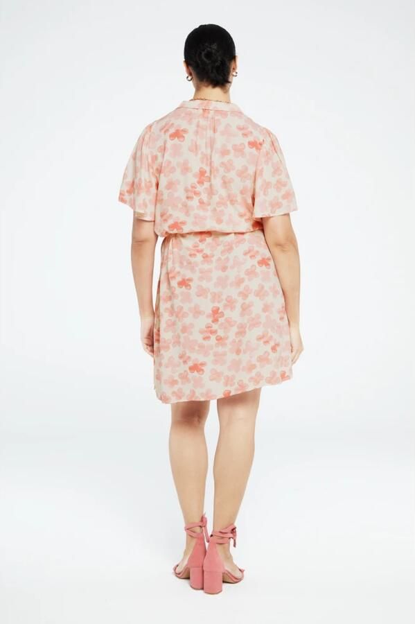 Fabienne Chapot blousejurk Girlfriend Butterfly met all over print ecru roze - Foto 2