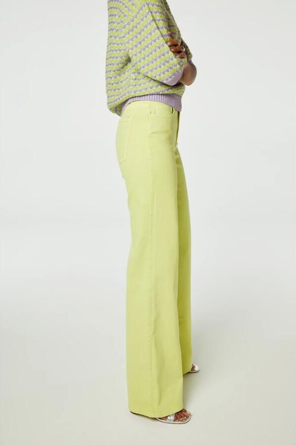 Fabienne Chapot Wijde Pijp Denim Broek met Hart Borduursel Green Dames - Foto 4