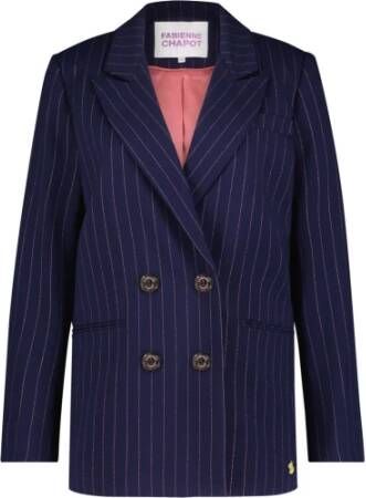Fabienne Chapot oversized blazer Roger met krijtstreep donkerblauw