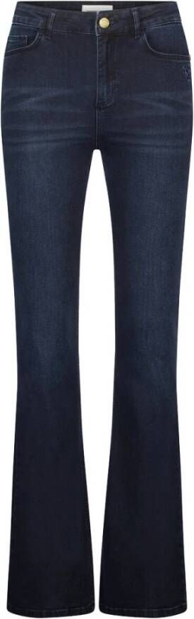 Fabienne Chapot high waist jeans Eva met borduursels dark blue denim - Foto 4