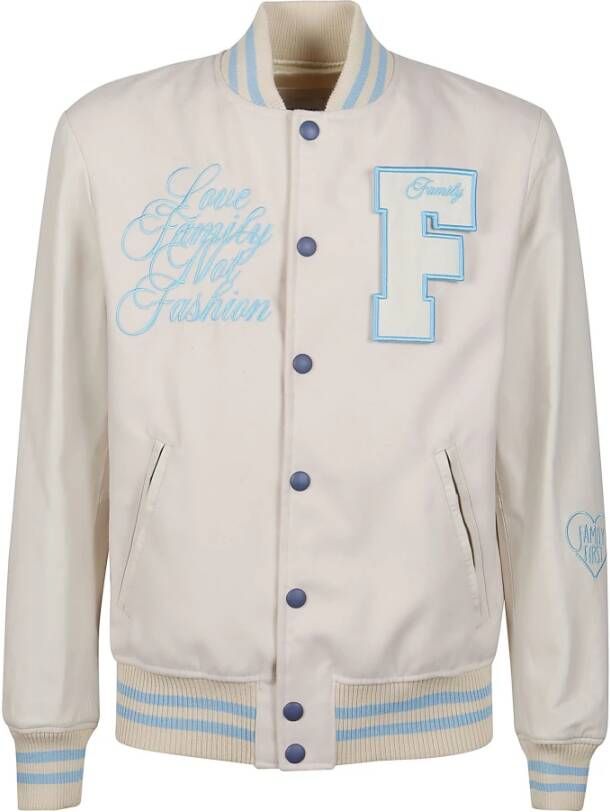 Family First Varsity Jacket White Heren