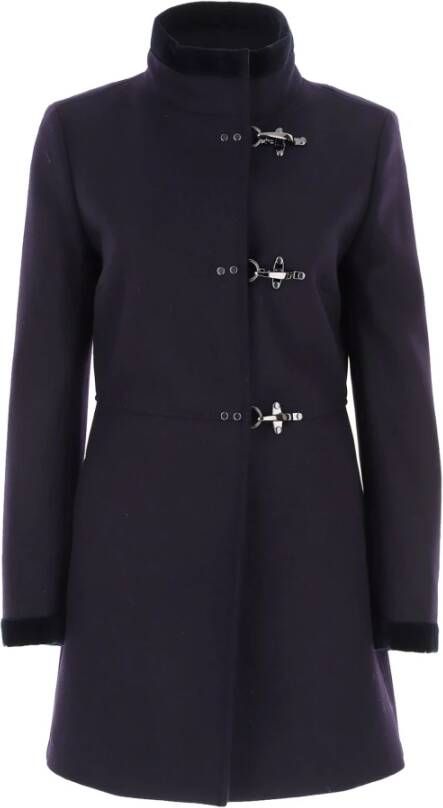 Fay Blauwe fluwelen kraagjas Blauw Dames