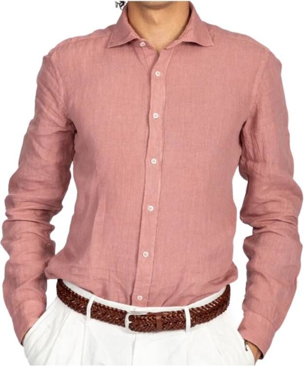Fay Normaal Overhemd Pink Heren