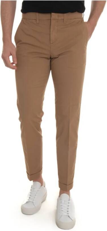 Fay Bruine Katoenen Gabardine Slim Broek Brown Heren