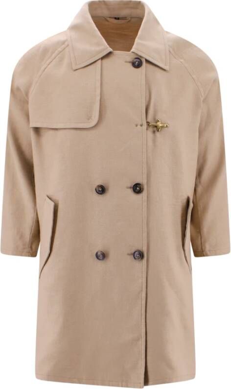 Fay Double-Breasted Coats Beige Dames