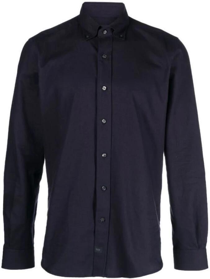 Fay Knoop Omlaag Shirt Blue Heren
