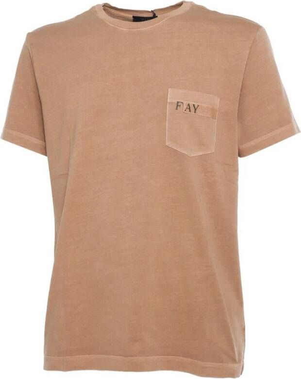 Fay Katoenen T-shirt Beige Heren
