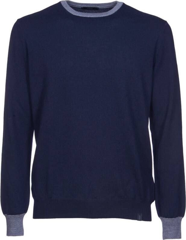 Fay Metallic Pinafore Sweaters Blauw Heren
