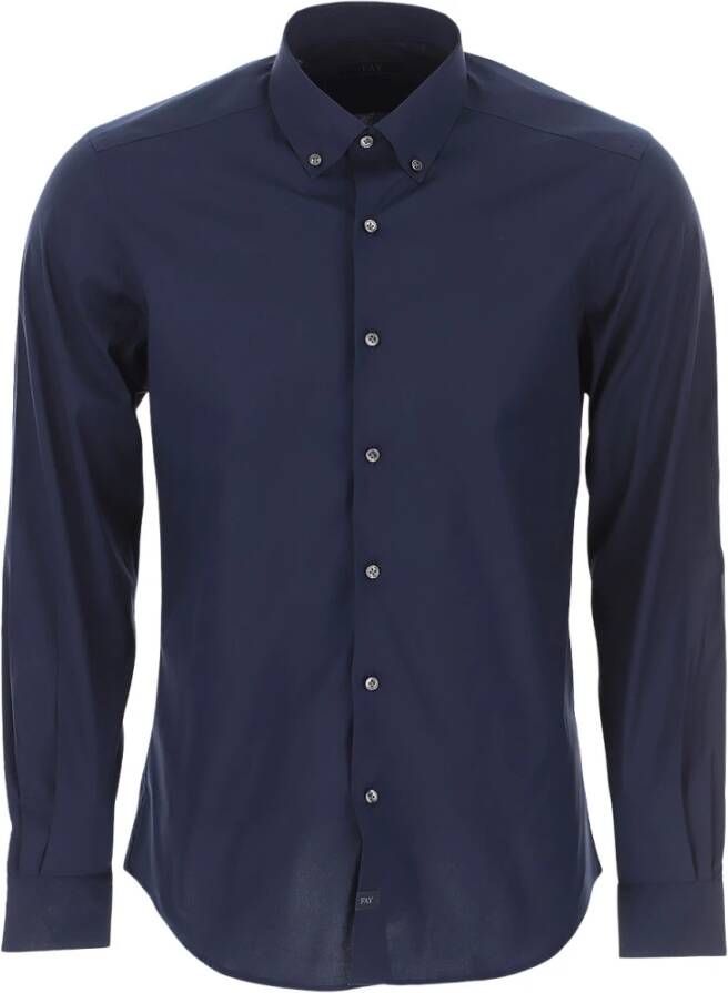 Fay Normaal Overhemd Blauw Heren