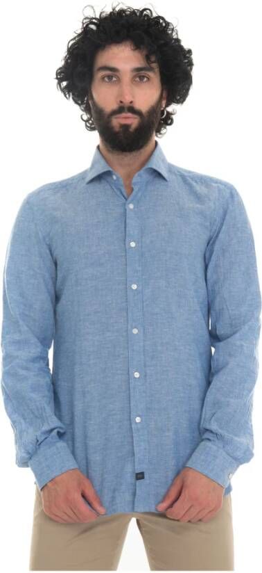 Fay Normaal shirt Blauw Heren