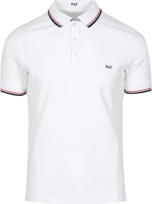 Fay Polo T-shirt met contrasterende bies White Heren