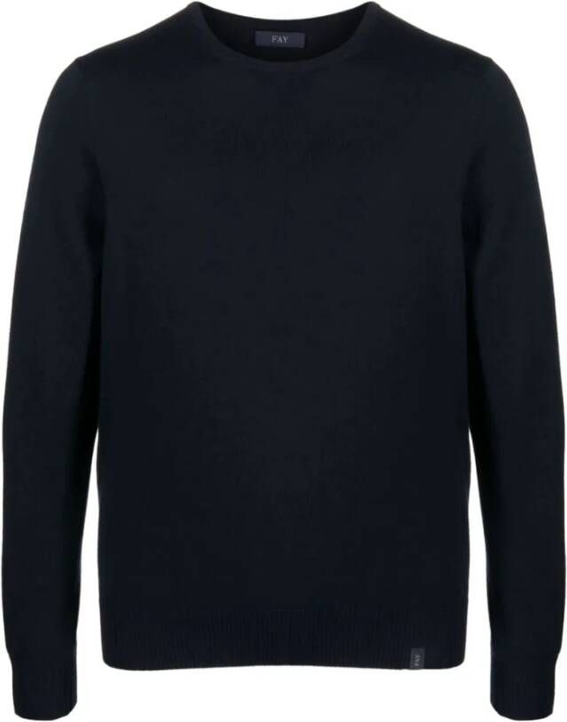 Fay Round-neck Knitwear Blauw Heren