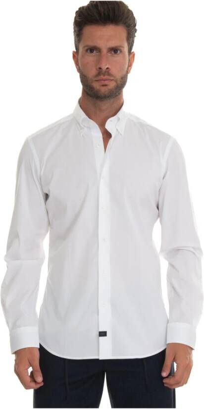 Fay Slim Fit Button-Down Casual Overhemd White Heren