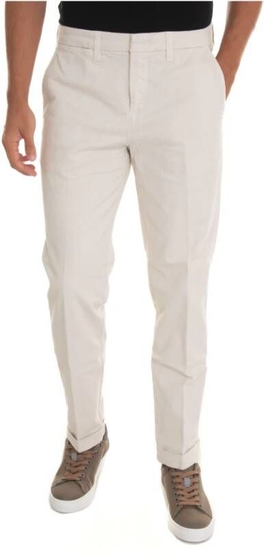 Fay Slim Fit Chino met Oprolzoom Wit Heren