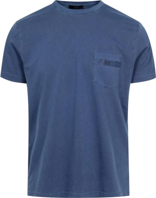 Fay T-shirt Blauw Heren