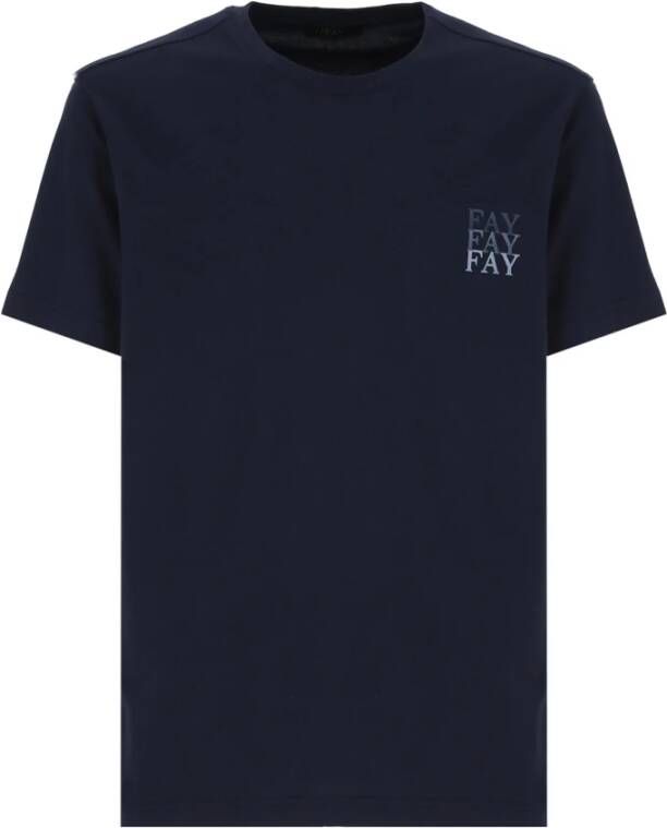 Fay T-shirt Blauw Heren