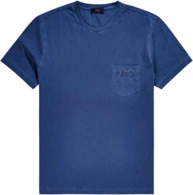Fay T-Shirts Blauw Heren