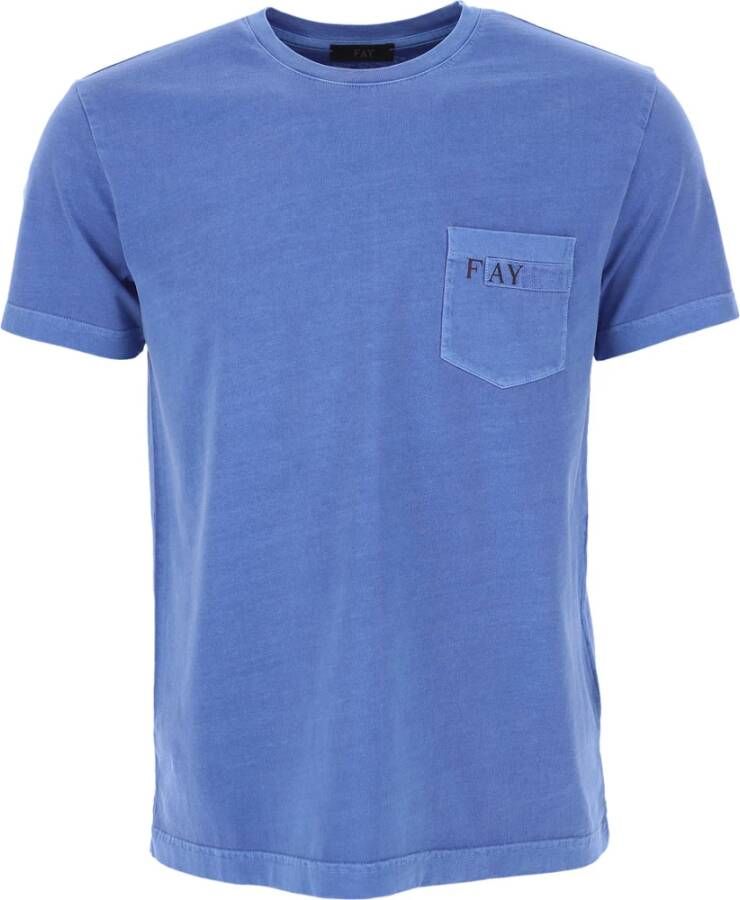 Fay T-Shirts Blauw Heren