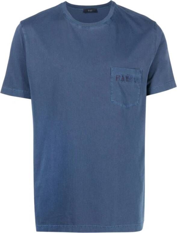 Fay T-Shirts Blauw Heren