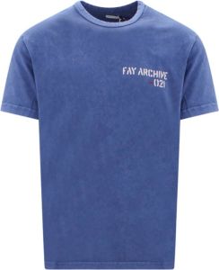 Fay T-Shirts Blauw Heren