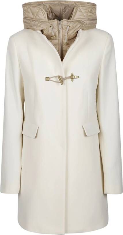 Fay Toggle Coat in Bianco Lana Beige Dames
