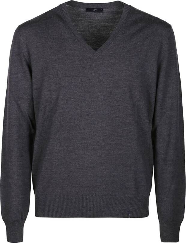 Fay V-neck Knitwear Zwart Heren