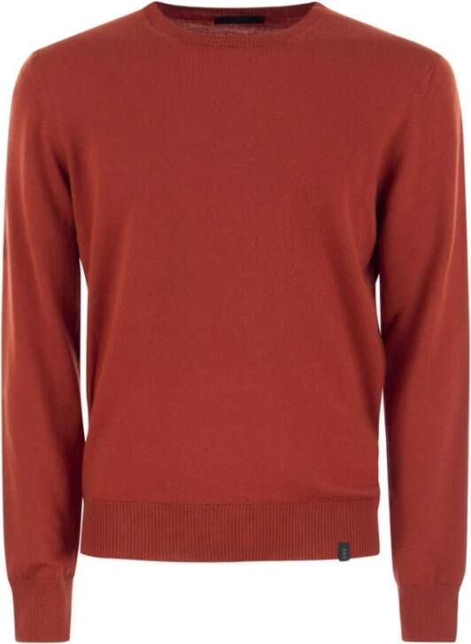 Fay Wollen Crew-neck Sweater Bruin Heren