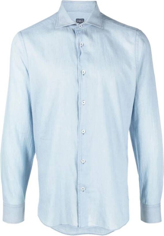Fedeli Casual overhemd Blauw Heren